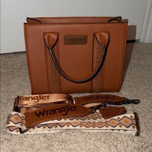 Wrangler Tan Handbag with Patterned Straps